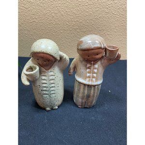 Vintage UCTI Stoneware Boy & Girl Figurines Candle